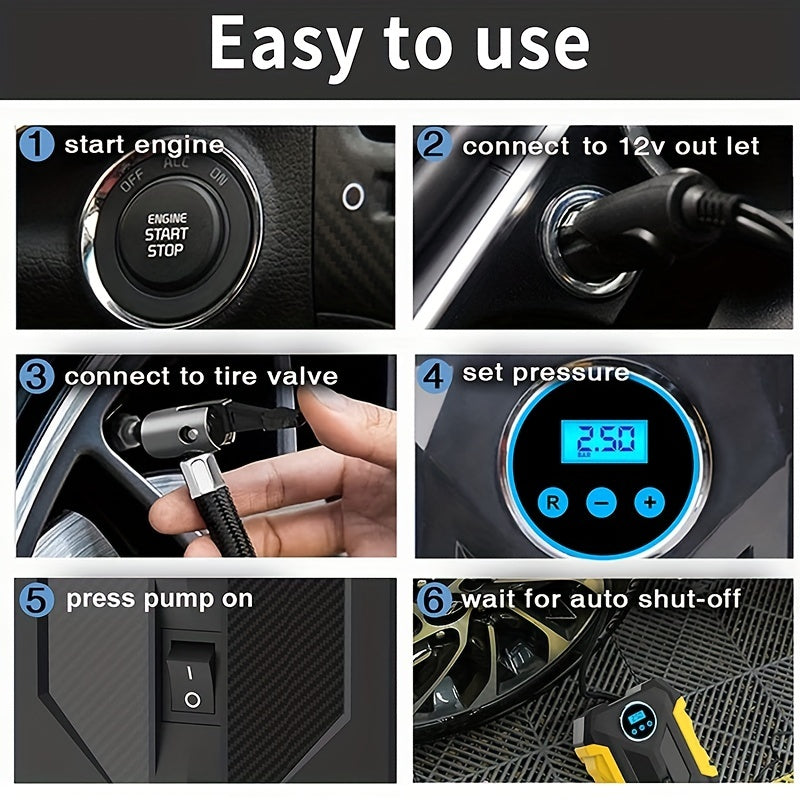 Portable Car Air Compressor LED Pump for Tire Inflation