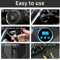 Portable Car Air Compressor LED Pump for Tire Inflation