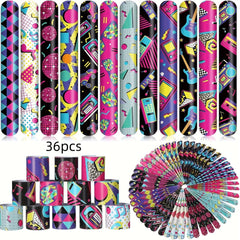 12pcs 80s 90s Slap Bracelets Retro Theme Party Decorations