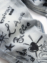 Boys Graffiti Skinny Jeans Slim Fit Denim Long Pants Kids Clothing