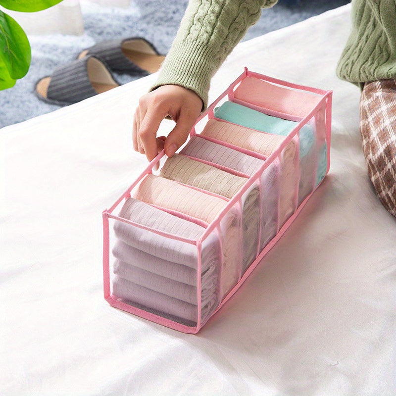 Pink Grid Underwear Drawer Storage Box Organizer Wardrobe Closet Bedroom