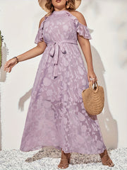  Cold Shoulder Floral Maxi Dress