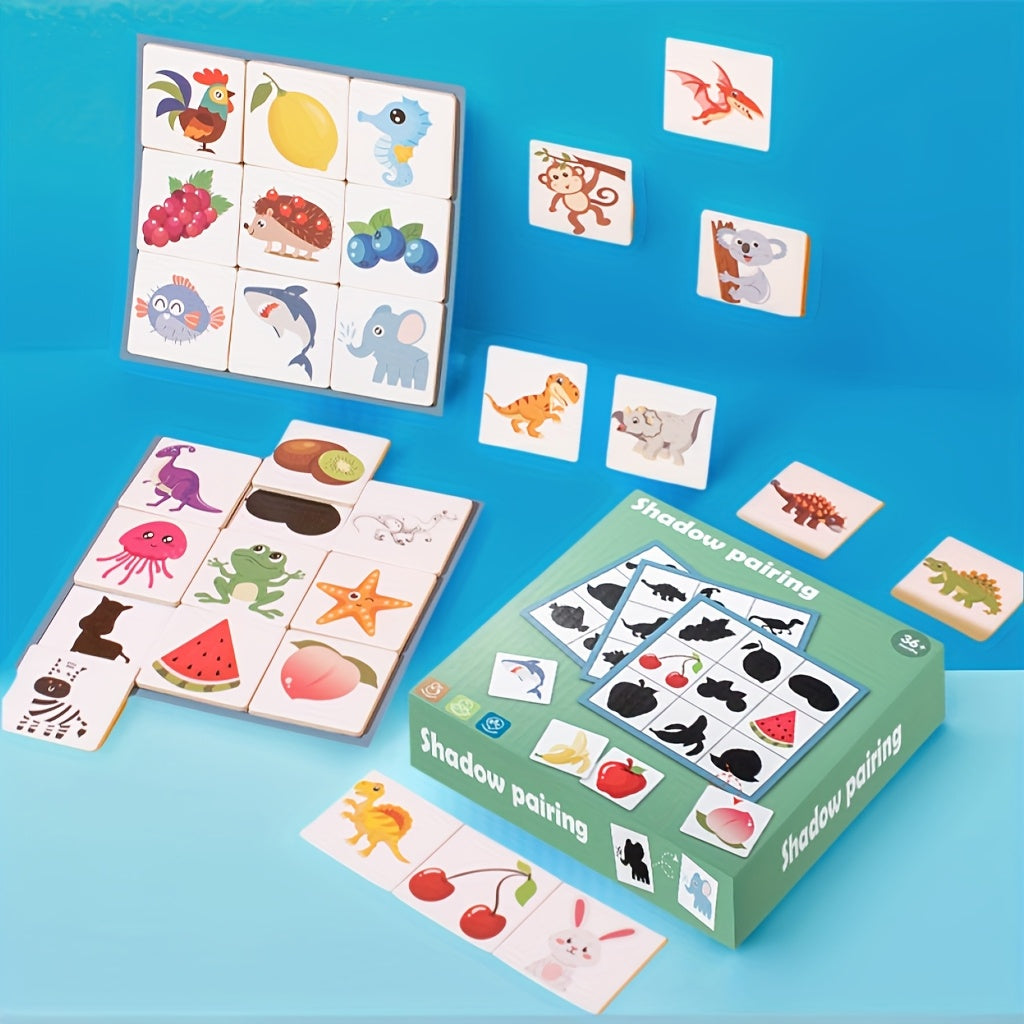 Wooden Shadow Matching Game Puzzle Toy Cognitive Development