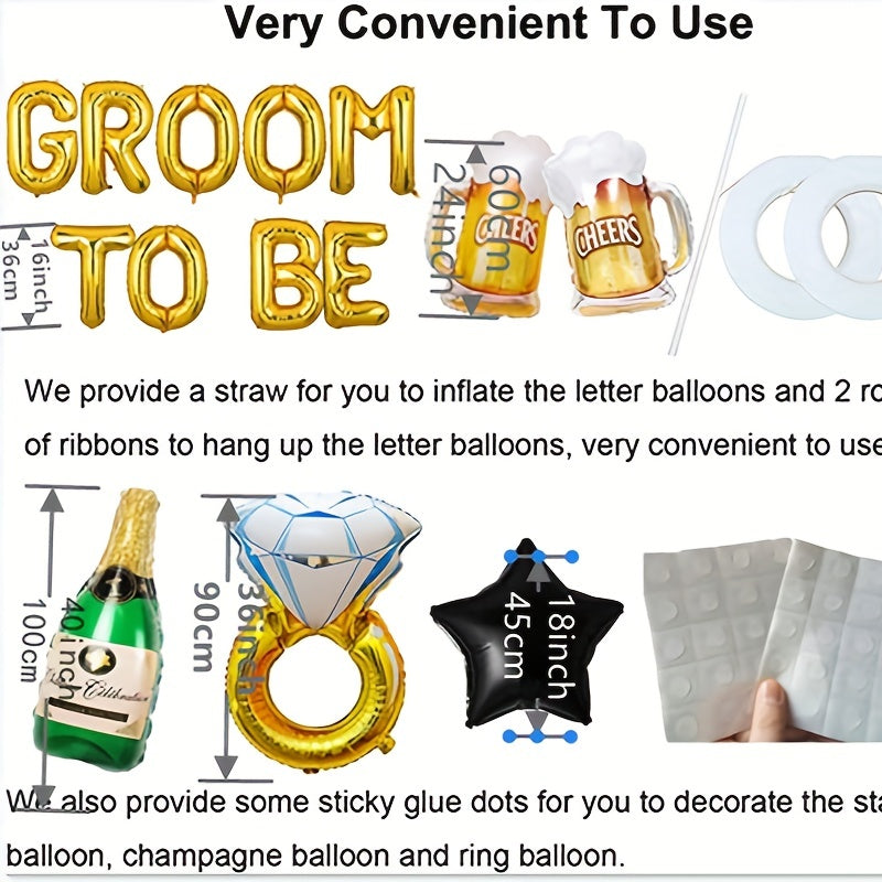 24pcs Men's Single Party Balloons Groom's Pre-wedding Decoration Set