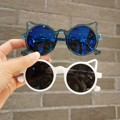Cat Ear Sunglasses UV Protection Round Frame for Girls