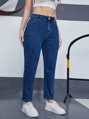 Washed Button Fly Slimming Jeans