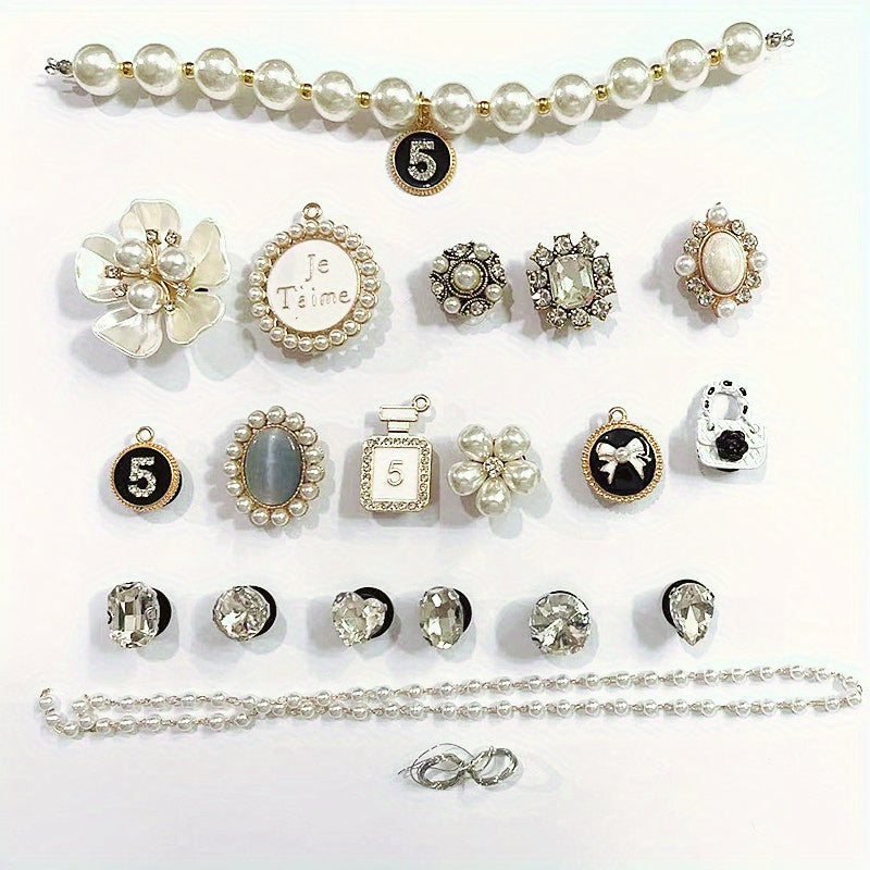 Pearl Rhinestone Shoe Pins Decor Set DIY Shoe Buckle Accessories