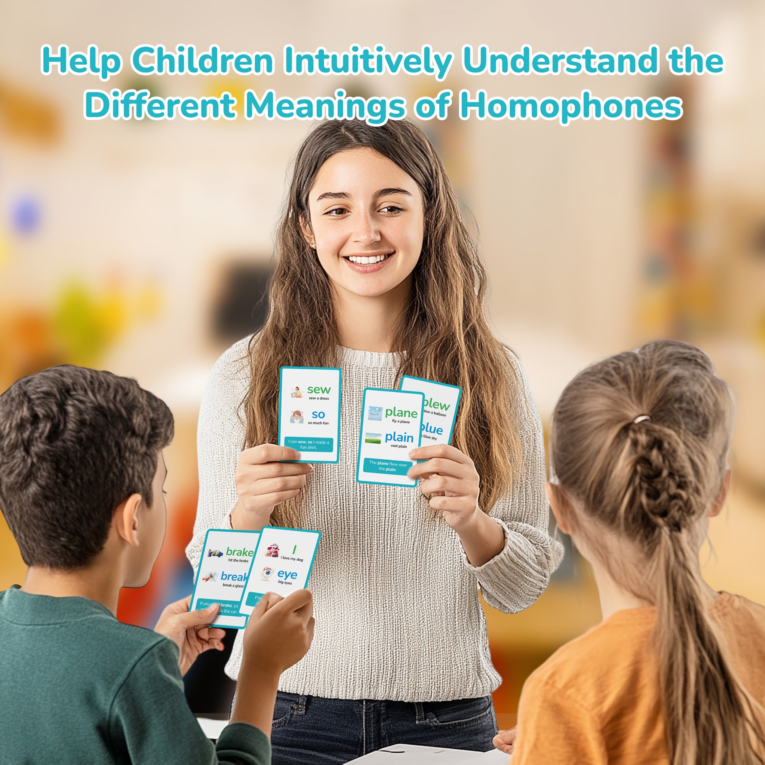 LUXLUCENT Homophones Flash Cards Vocabulary Spelling Practice Ages 3-6