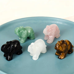 Green Aventurine Jade Stone Crystal Elephant Decoration