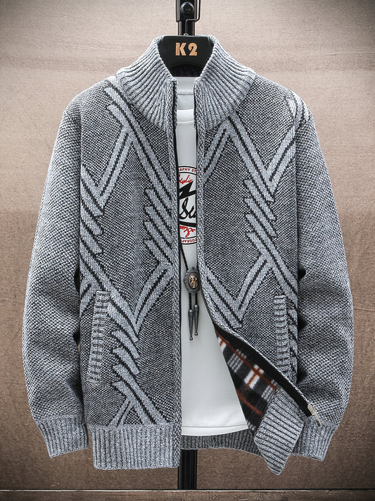 Men's Casual Plush Thick Cardigan Sweater