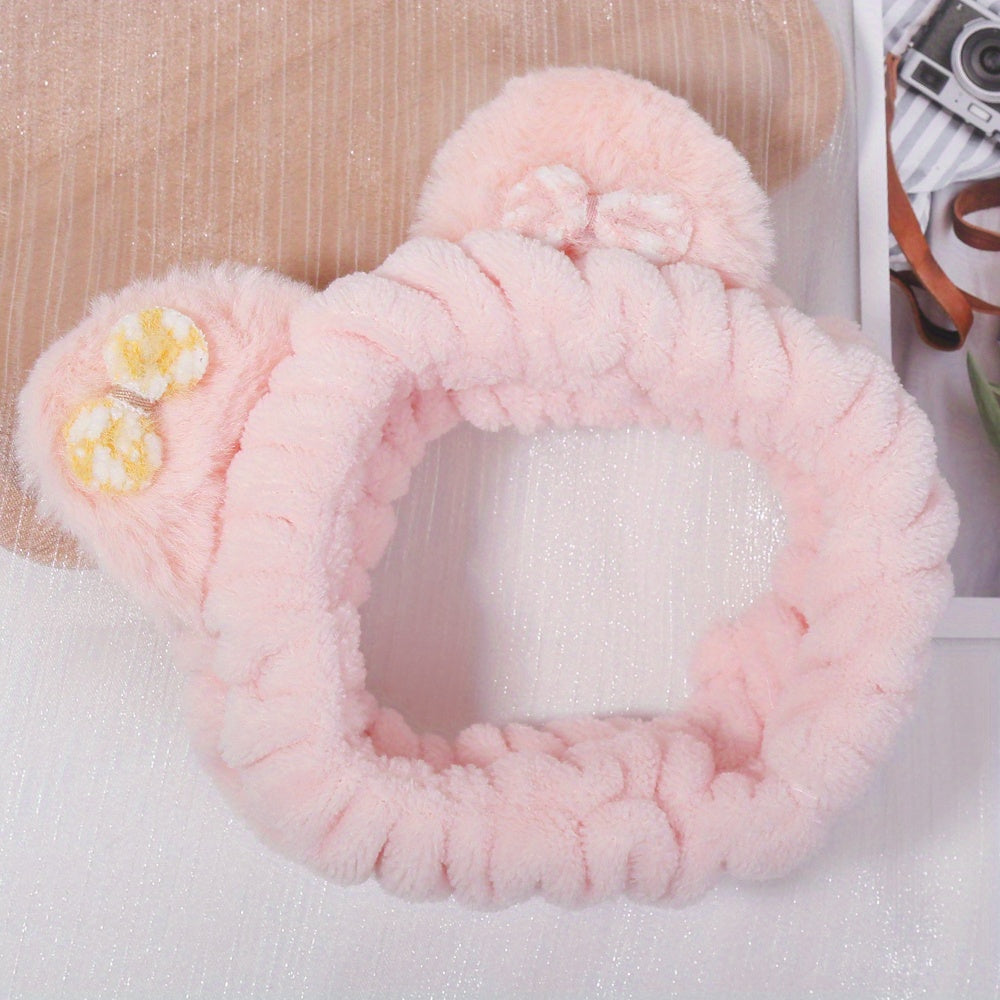 Cat Ears Bundle Headband Plush Hair Band Wash Face Spa