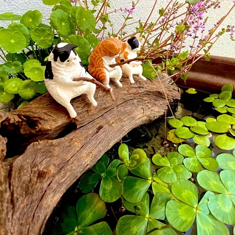 Fishing Kitten Fish Tank Decoration Cat Statue Ornaments