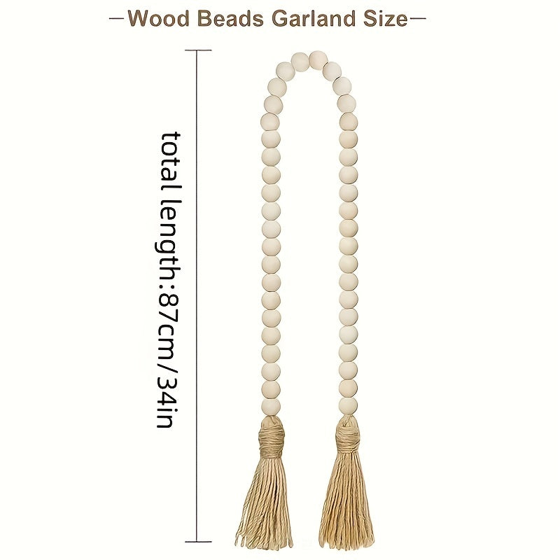 Wooden Beaded Wreath Tassels DIY Craft Farmhouse Decoration