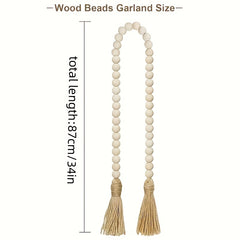 Wooden Beaded Wreath Tassels DIY Craft Farmhouse Decoration