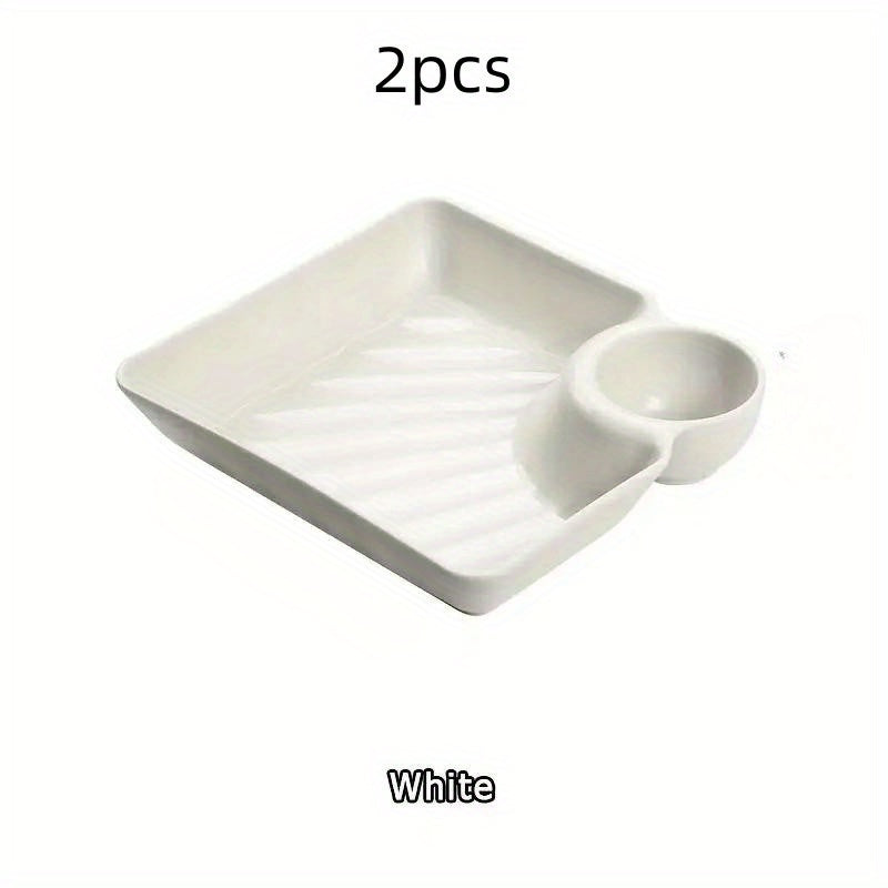 2pcs Plastic Serving Platter Set Snack Plate Charcuterie Dish Reusable