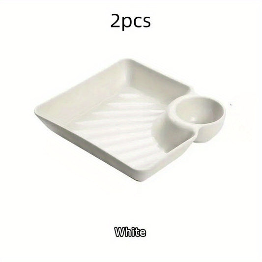 2pcs Plastic Serving Platter Set Snack Plate Charcuterie Dish Reusable