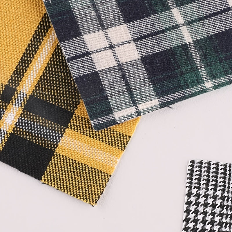 5pcs Plaid Striped Square DIY Patch Sewing Patchwork Decorative Accessories