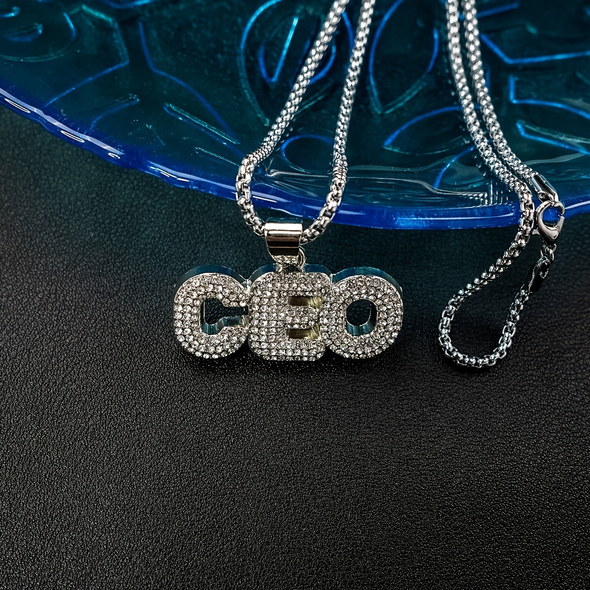 Punk Hip Hop Silver Rhinestone Letter Necklace