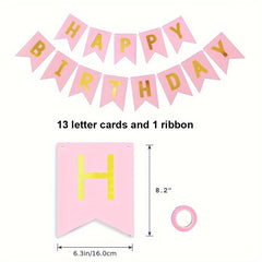 Pink Birthday Decorations Happy Birthday Banner Metallic Fringe Curtains