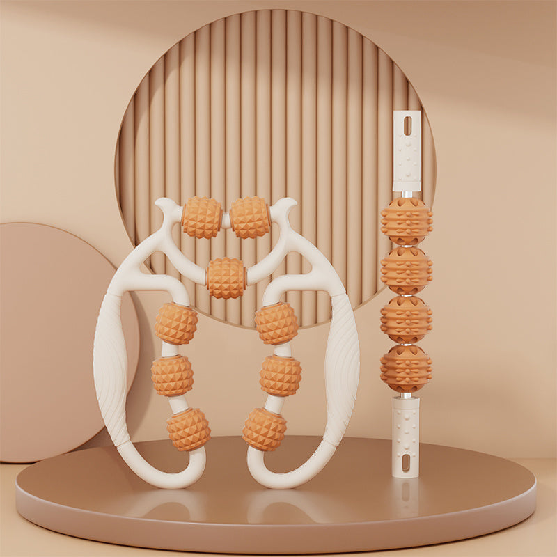 Leg Massage Clamp 4 wheels Yoga Pilates Roller Stick