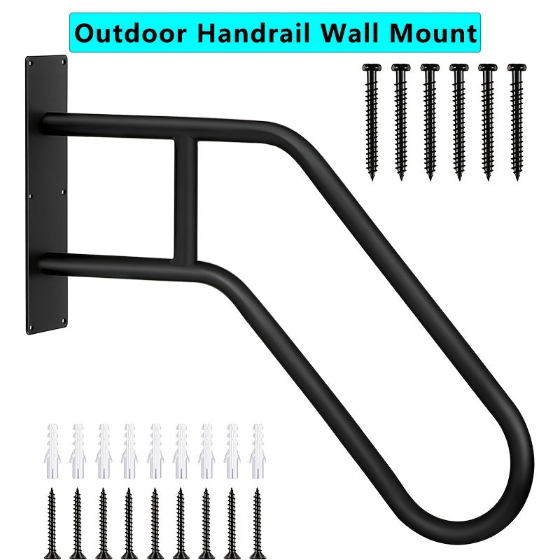 1pc Outdoor Handrail For 1-3 Step Stairs Wall Mount Hand Rail Garage Railing