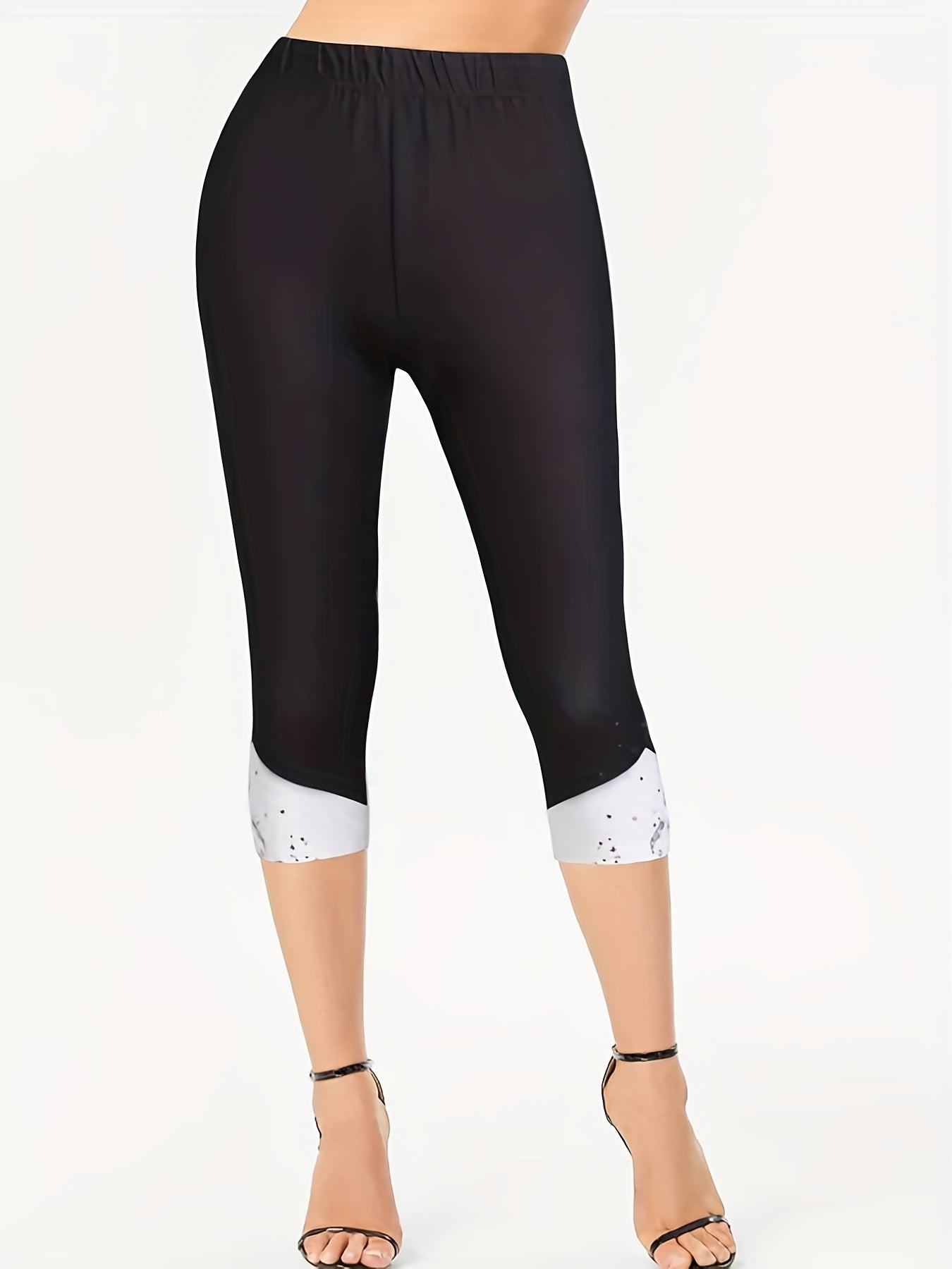 Colorblock Skinny Capris Leggings for Women