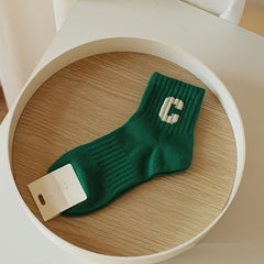 3 Pairs Solid & Letter Pattern Women's Socks