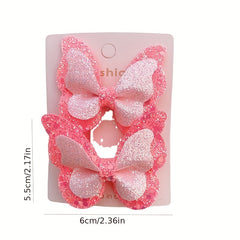 2pcs Butterfly Hairpin Glitter Hair Clips for Girls