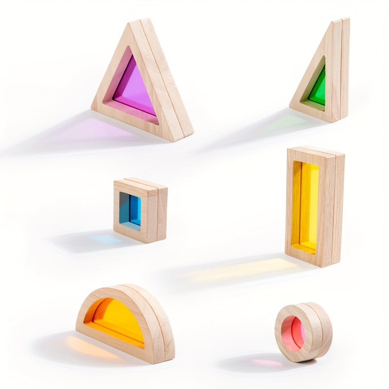 Wooden Building Blocks Castle Construction Toy Set with Light Up Pieces