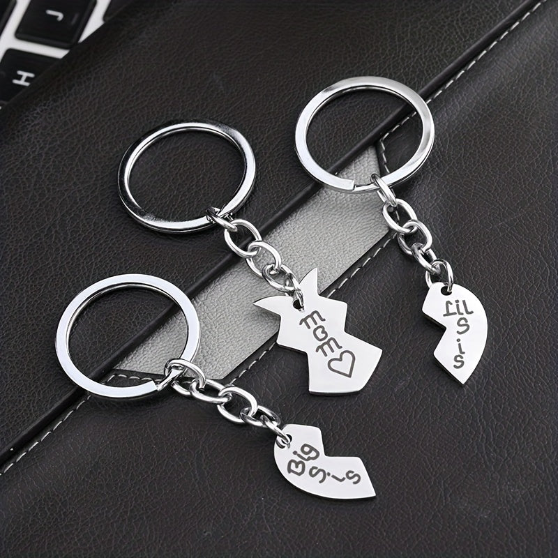 3Pcs Sister Mother Keychain Set Puzzle Keyring Mom Daughter Jewelry Gift