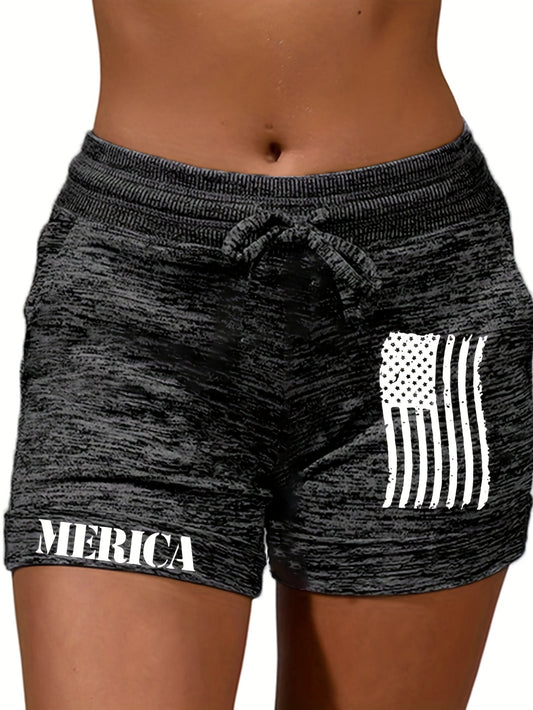 Print Drawstring Shorts Casual Shorts For Spring & Summer