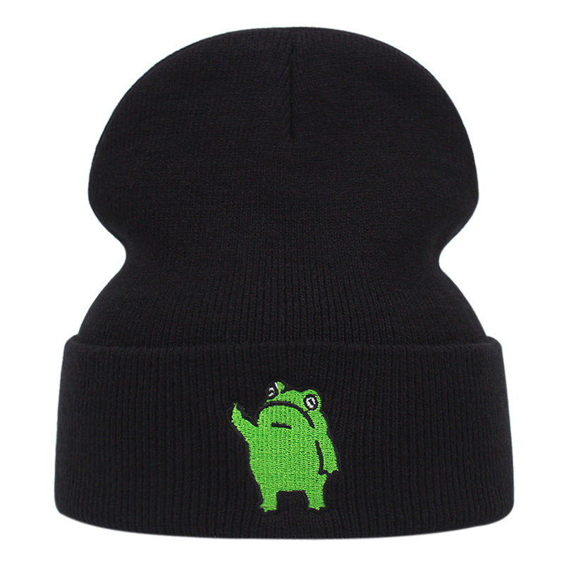 Frog Embroidery Men's Winter Hat