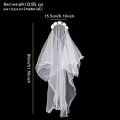 Flower Wedding Veils Headband With Bow Wreath Crown Veil