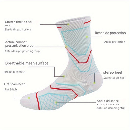 Thick Basketball Socks, Sweat Absorbent, Breathable, Mid Calf, 1 Pair