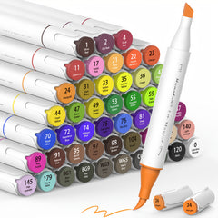 48 Alcohol Based Art Marker Pens & Dual Tip Brushes Refillable Double Width Tips