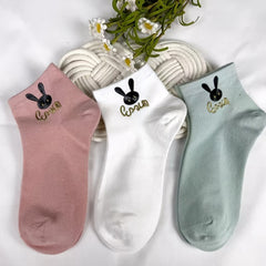 5 Pairs Bunny Print Crew Socks Women's Stockings