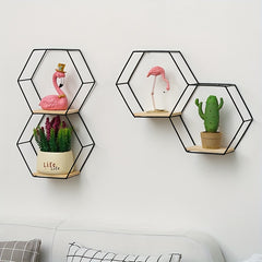 1pc Wall Storage Rack Living Room Decor Wall Pendant Creative Wall Hex