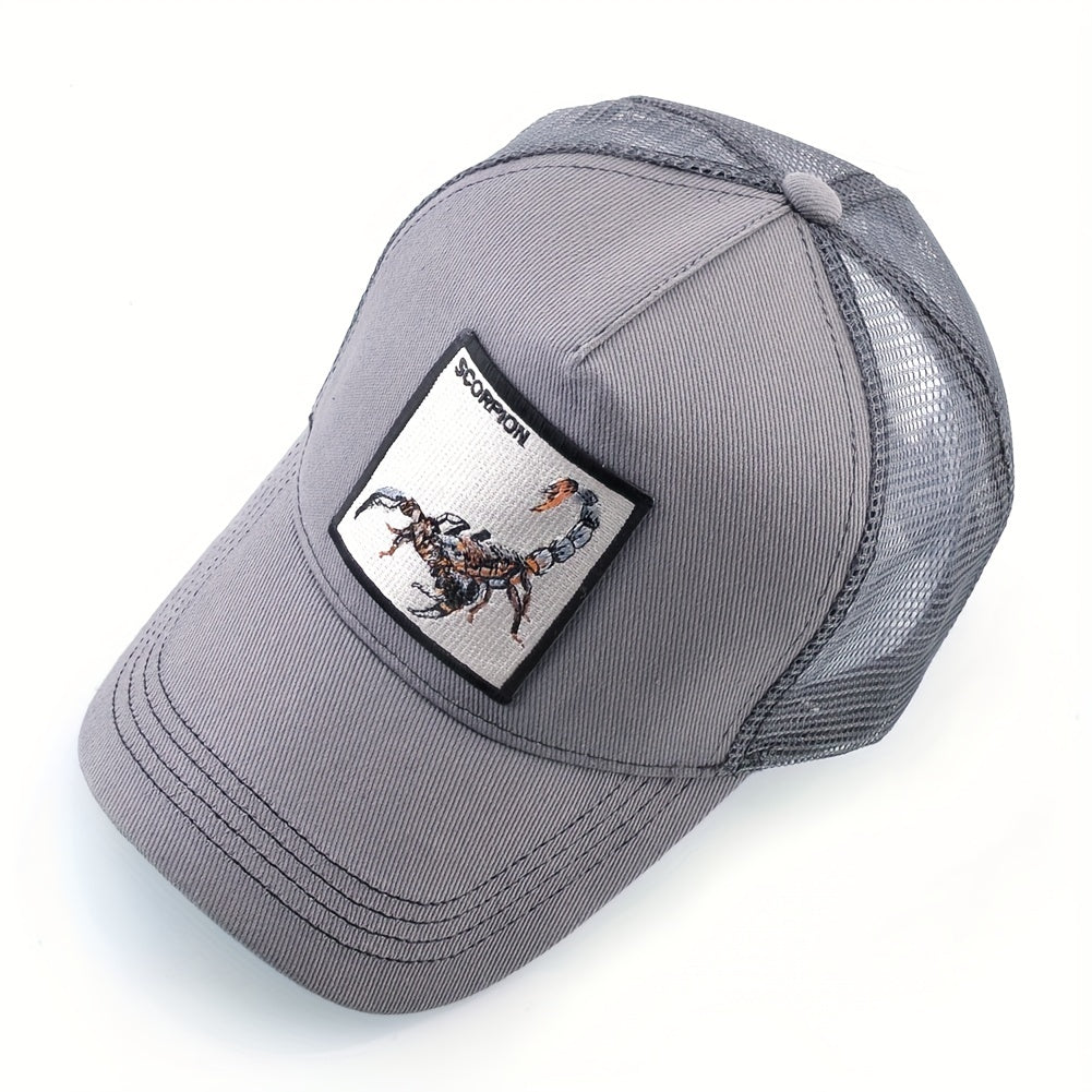 Scorpion Embroidered Baseball Cap Mesh Trucker Snapback Cap