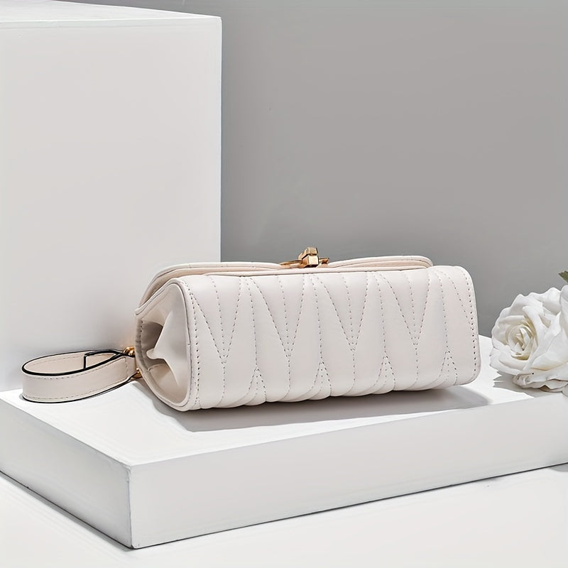 Quilted Chain Crossbody Bag Turn Lock Shoulder Bag Small Purses
