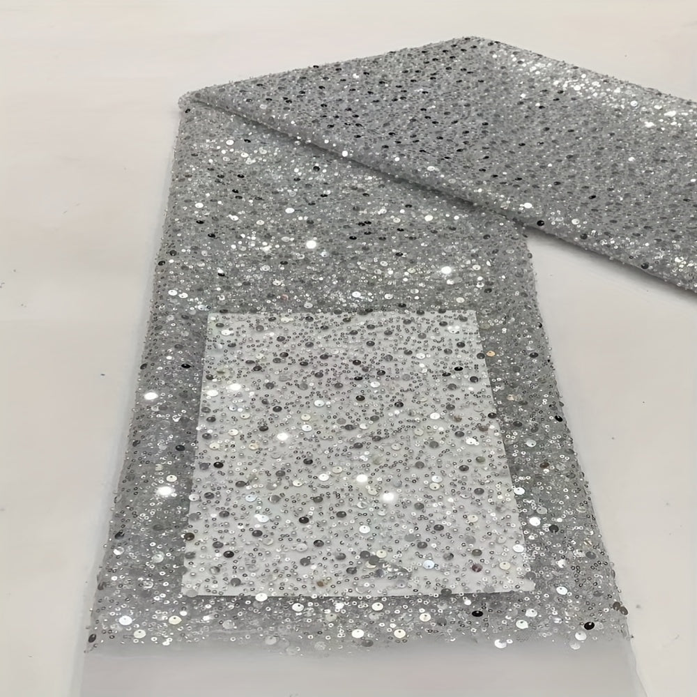 Lace Fabric Bridal Gown Multicolor Sequins Beaded Pearl Fabric Thick Version