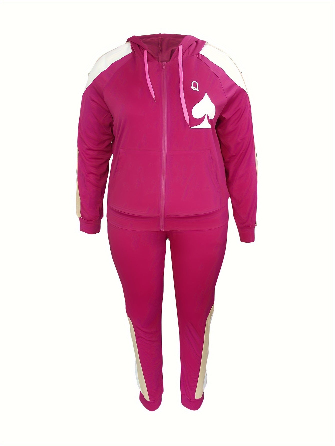  Colorblock Graphic Print Hoodie & Pants Set