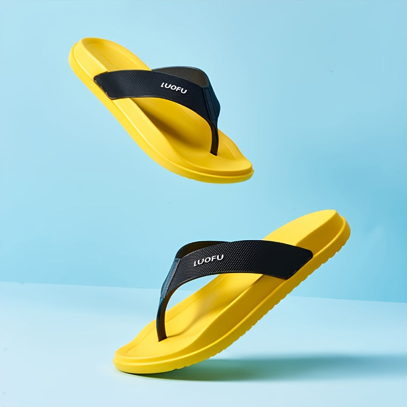 LUOFU Men's Quick Dry Non-Slip Beach Flip Flops Yellow