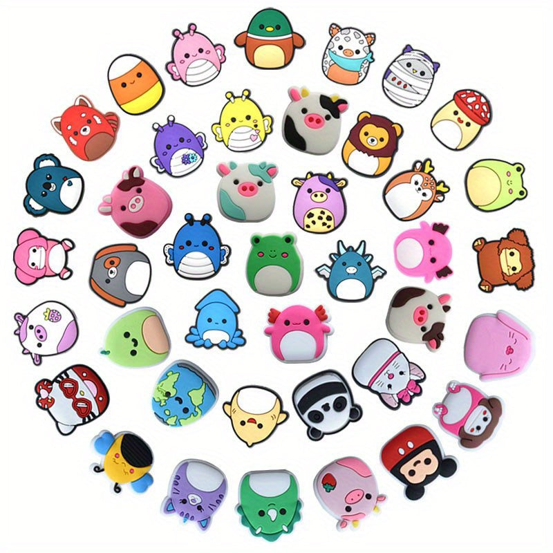 41pcs Cartoon Pig Shoe Charms For Bubble Sandals PVC Shoe Decorations