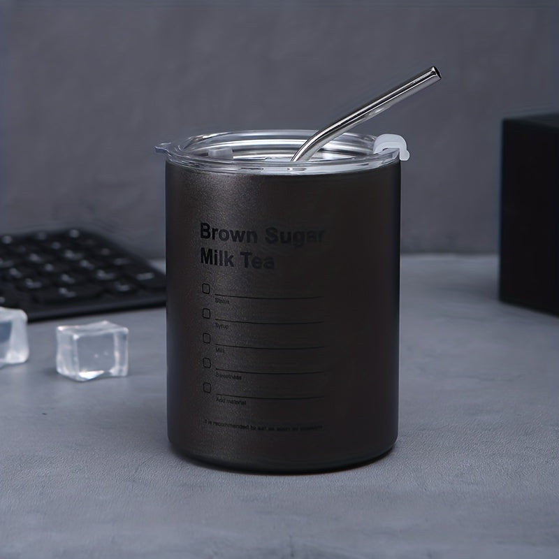 320 600ml Stainless Steel Coffee Cup Large Capacity Vacuum Straw Cup