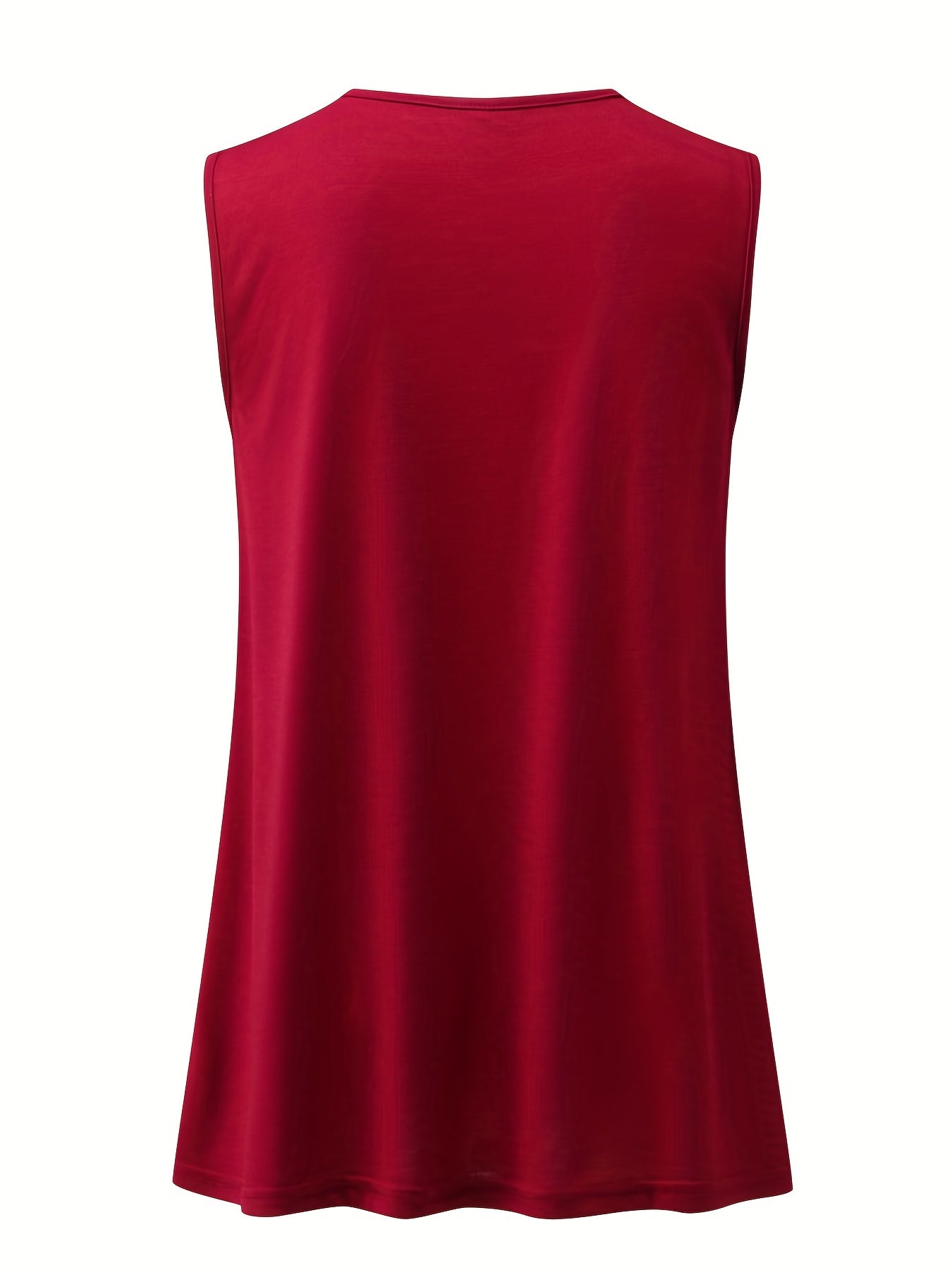  Casual Tank Top Women's Plus Solid Rhinestone Cut Out Round Neck