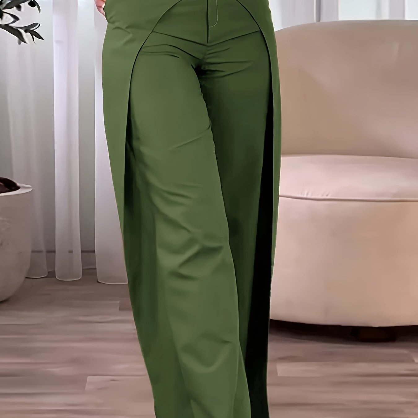  Layered Warp High Rise Straight Leg Trousers