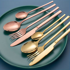 24pcs Stainless Steel Cutlery Set Coffee Spoon Salad Fork Milk Spoon