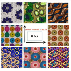 8pcs African Wax Print Fabric - DIY Earrings & Headwraps