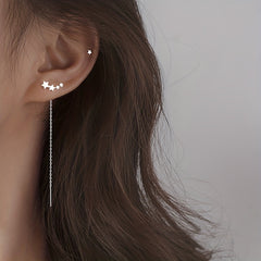 Long Chain Tassel Star Earrings Copper Zircon Jewelry Gift