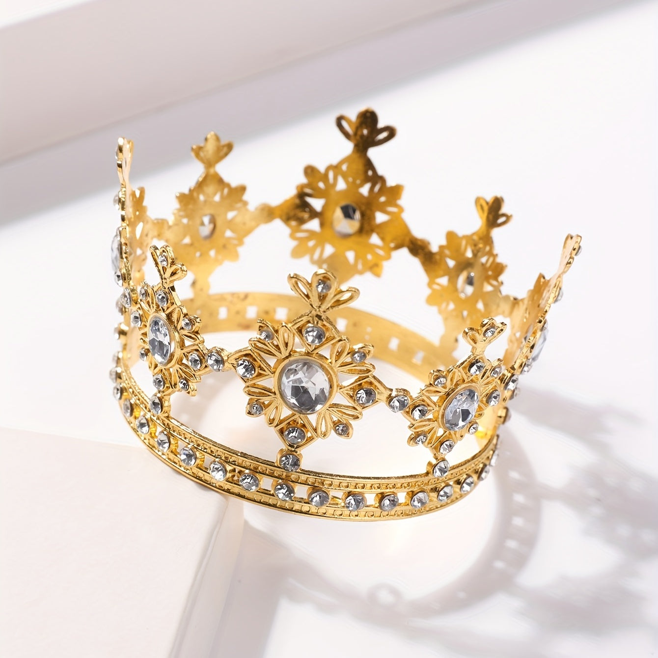 Golden Alloy Crystal Crown Headband Hair Accessory